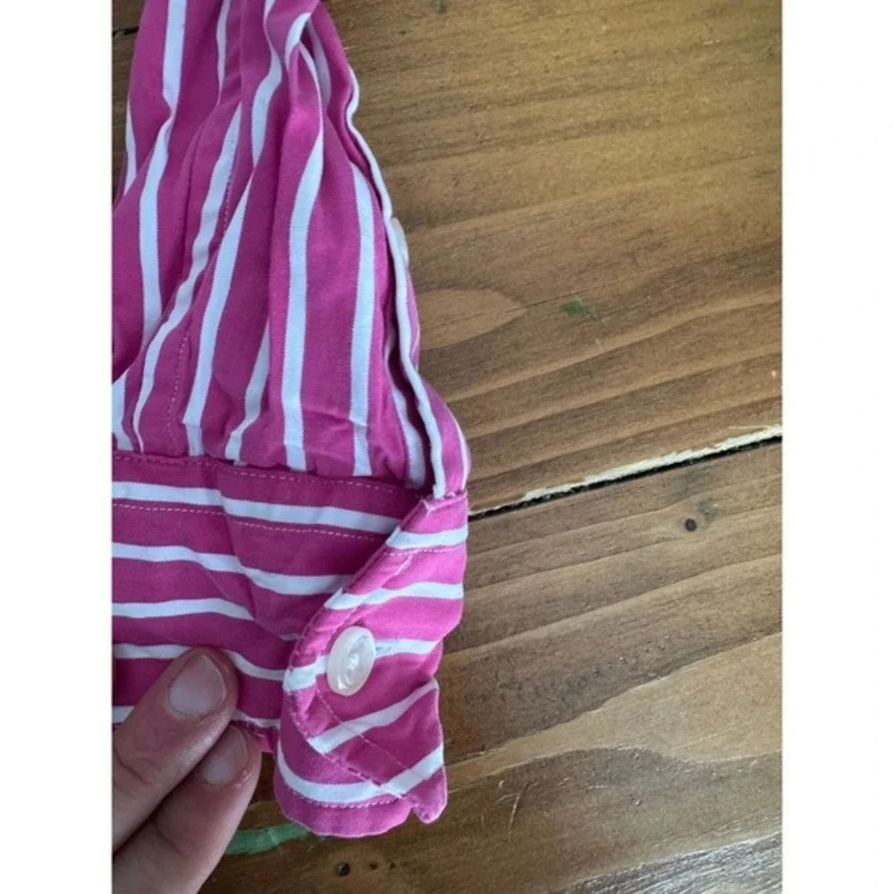 Ralph Lauren Kids Pink White Stripe Slim Fit Button Down Shirt Size 4